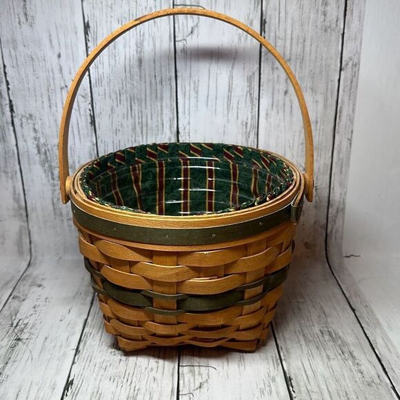 Vintage Longaberger Christmas Collection 1994 Jingle Bell Basket Imperial Stripe - Picture 6 of 8